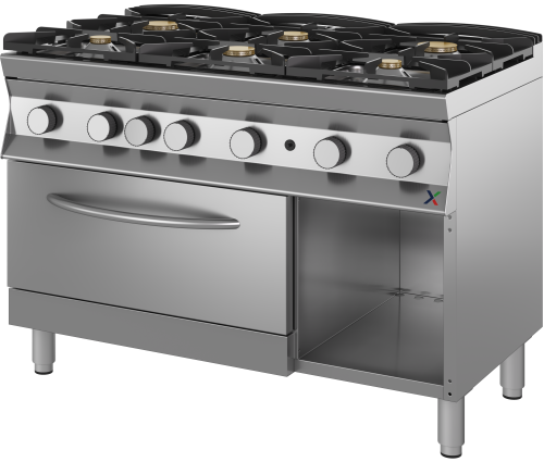 InoxBim Cucina a gas 6 fuochi aperta 9CFLG6A/12 - Zanoni Group